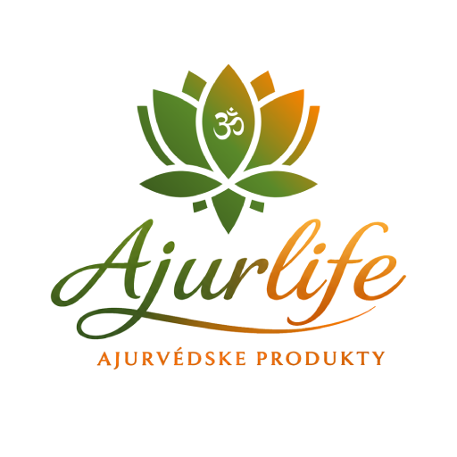 Logo Ajurlife s lotosovým symbolom a nápisom Ajurlife.